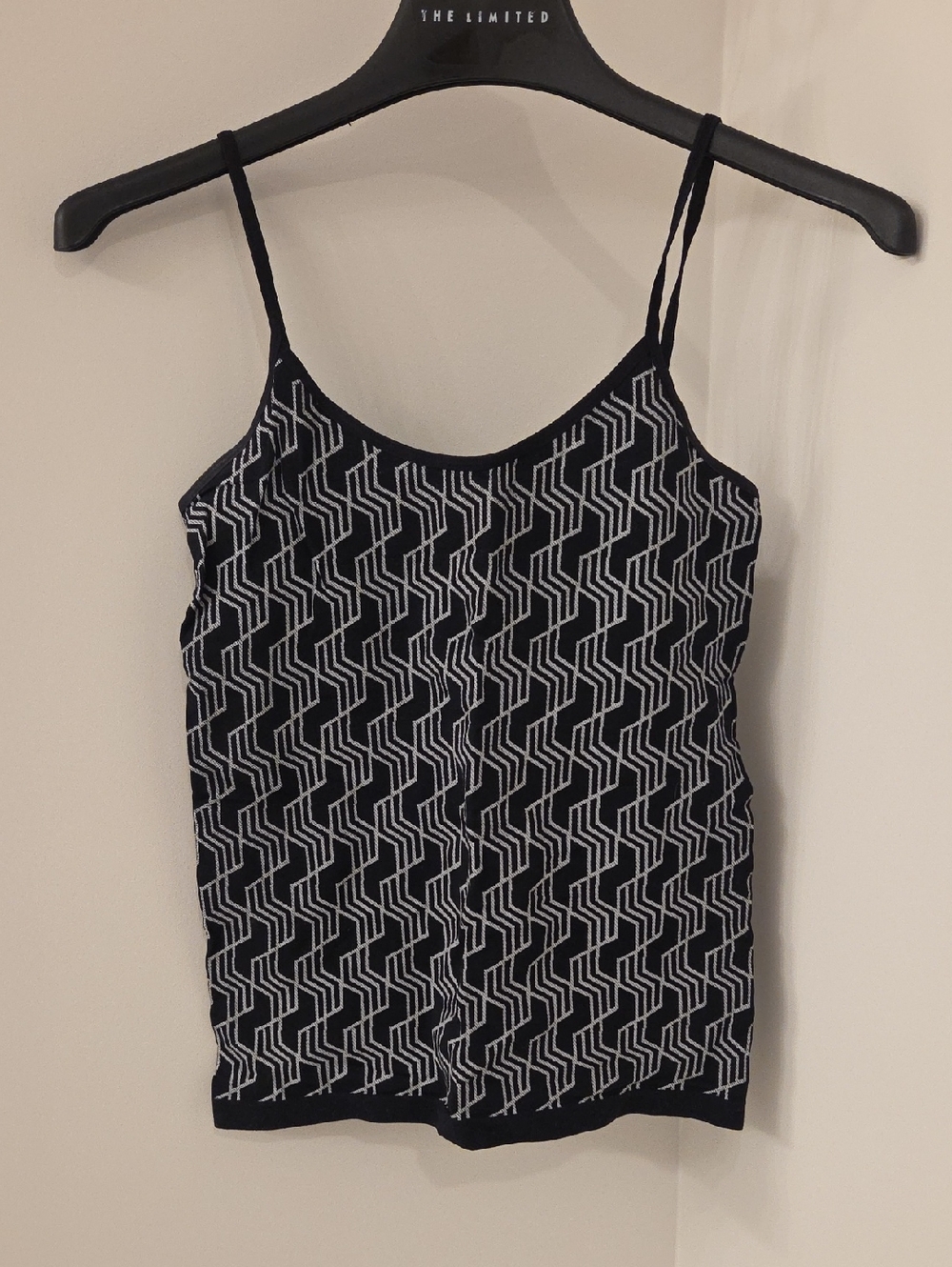 The Limited Black & White Geometric Knit Cami